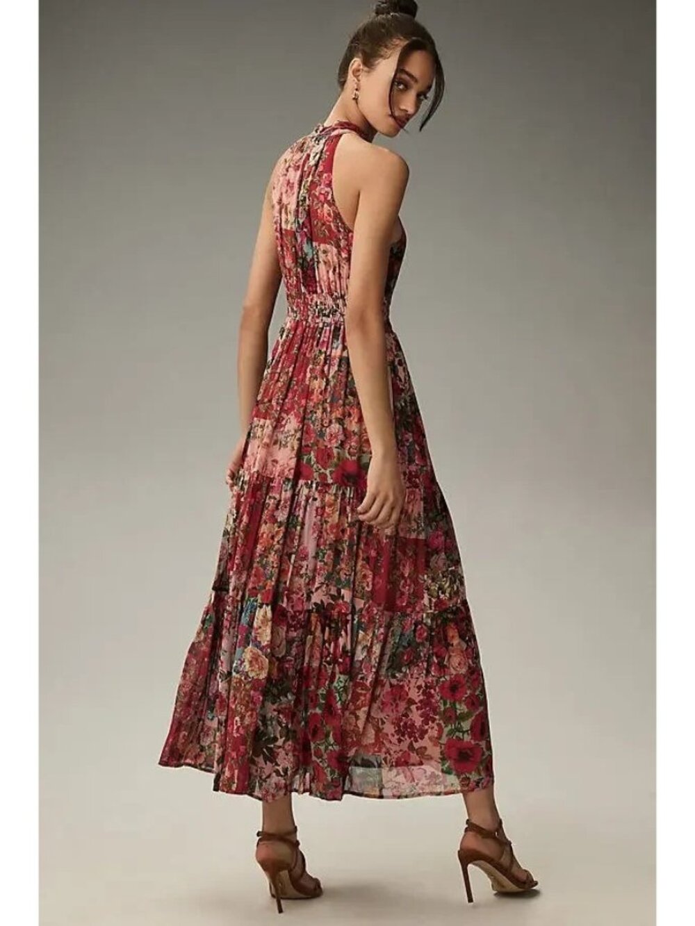 NWT by Anthropologie The Somerset Chiffon Maxi in Pink Floral Print Dress XL - Picture 4 of 10